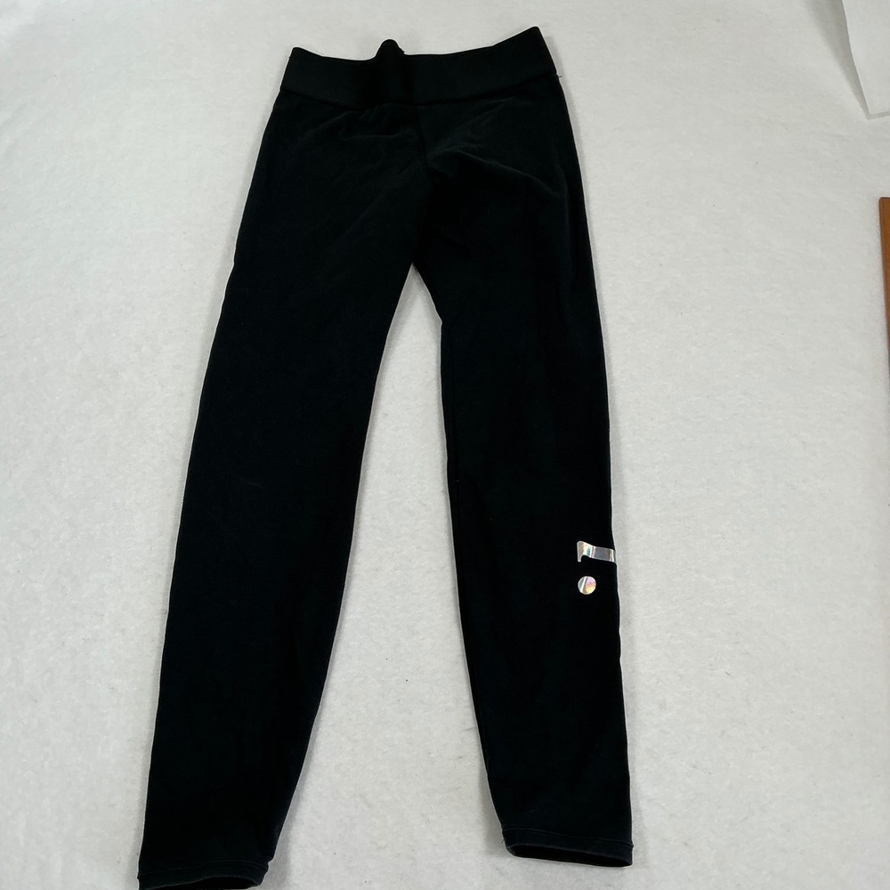 Nike Sportswear Womens Black Iridescent Holographic Script Logo Leggings Medium